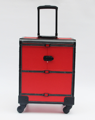 赤い専門のメーキャップ アーティストの箱、車輪が付いている耐久の構造のトロリー箱