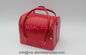 赤い美旅行化粧品袋、ワニの革化粧品のトレイン ケース